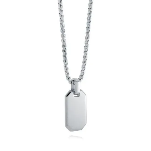 Italgem Steel Italgem Brushed Dog Tag Pendant- Italgem Steel