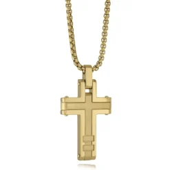 Italgem Steel Italgem Cross Necklace- Italgem Steel