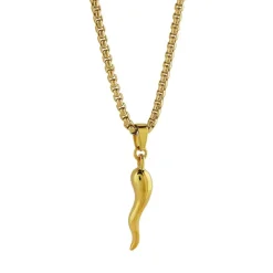 Italgem Steel Italgem Medium Cornetto Pendant Necklace- Italgem Steel