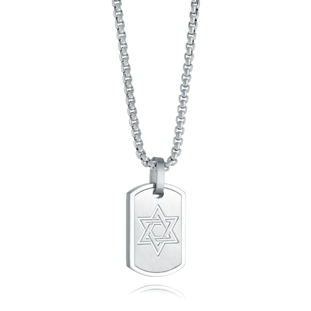 Italgem Steel Italgem Star David Dog Tag Pendant- Italgem Steel