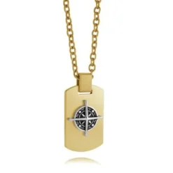 Italgem Steel Compass Dogtag Necklace- Italgem Steel