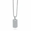 Italgem Steel CZ Dog Tag Pendant- Italgem Steel