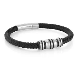 Italgem Steel GT Leather Bracelet- Italgem Steel