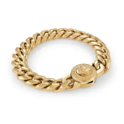 Italgem Steel 12MM Curb Medusa Clasp Bracelet- Italgem Steel