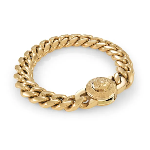 Italgem Steel 12MM Curb Medusa Clasp Bracelet- Italgem Steel