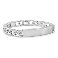 Italgem Steel 9.5MM Figaro ID Bracelet- Italgem Steel