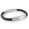 Italgem Steel 6MM Leather ID Plate Bracelet- Italgem Steel