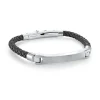 Italgem Steel 5MM Leather ID Plate Bracelet- Italgem Steel